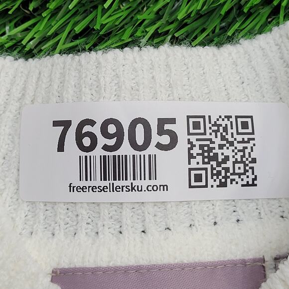 Vintage 90s MOD Sweater Womens Medium 20x23 White TanJay - Picture 8 of 12